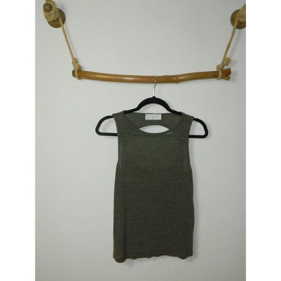 A.L.C. Tunic Tank Top Green Open Back Heather Army Green Size Medium - Picture 4 of 6